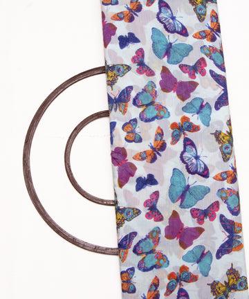 Multi Colour Butterfly Digital Printed Pure Muslin Fabric